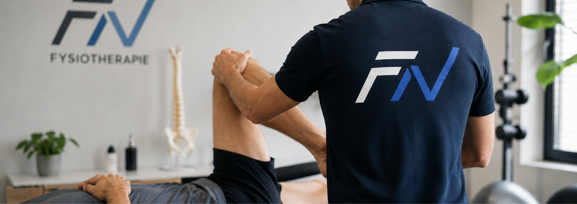 Fysiotherapeut begeleidt een client tijdens een training in de praktijk in Echt